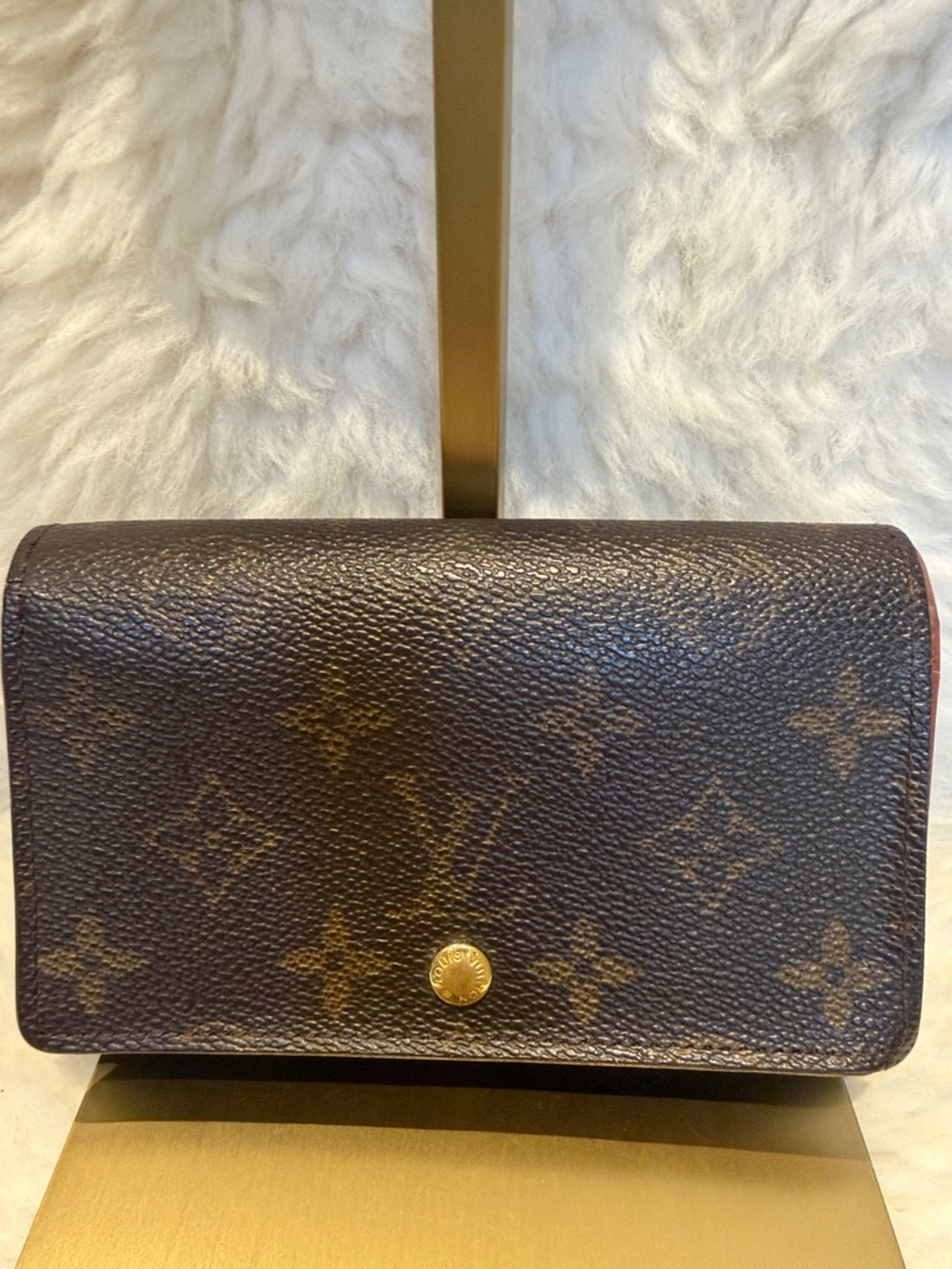 Louis Vuitton Monogram Canvas Flap Wallet in Brown and Gold